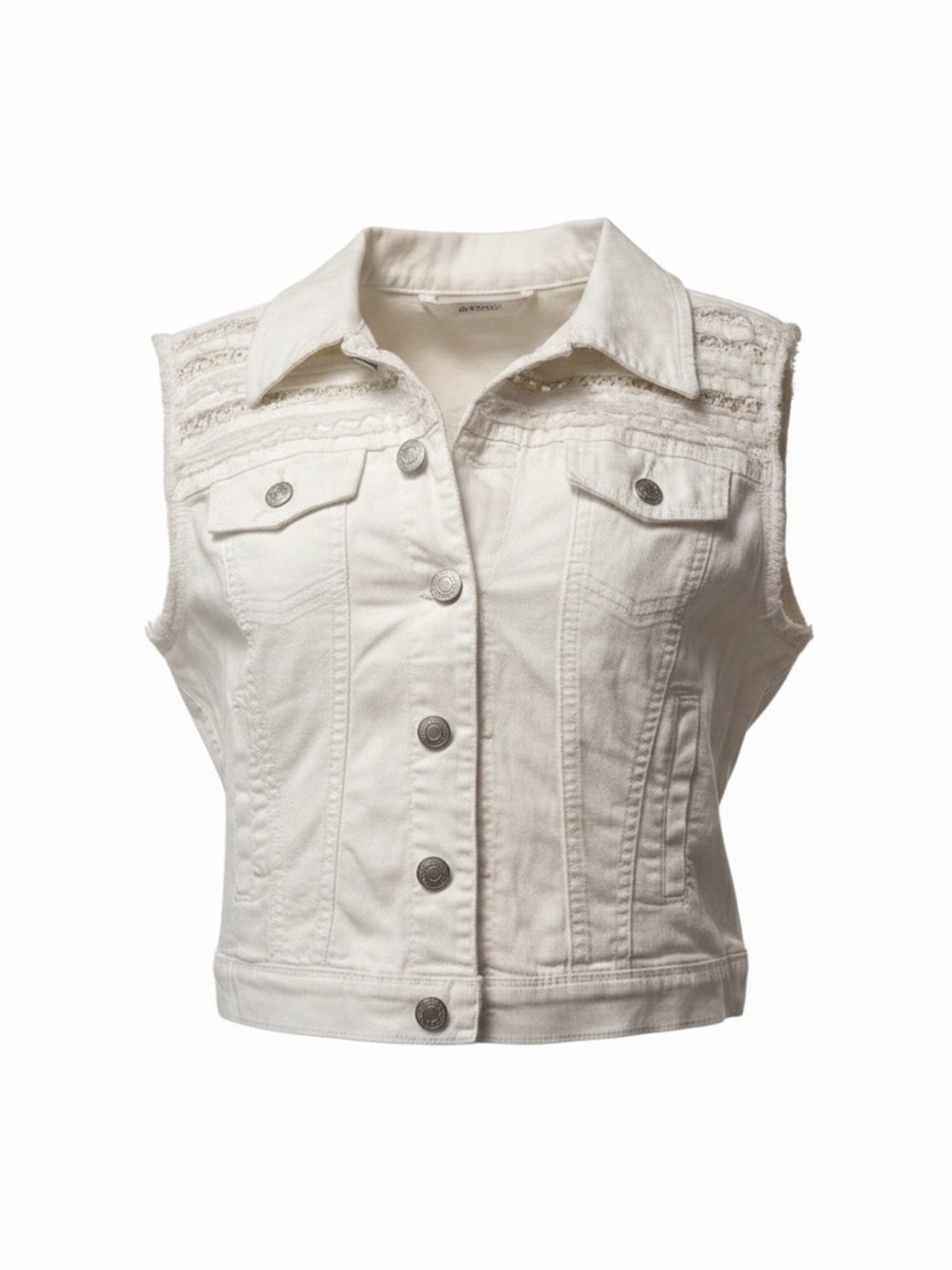 American Rag White Sleeveless Denim Jacket Vest